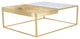 Corbett Square Coffee Table, Gold Coffee Table, Modern White Marble Top