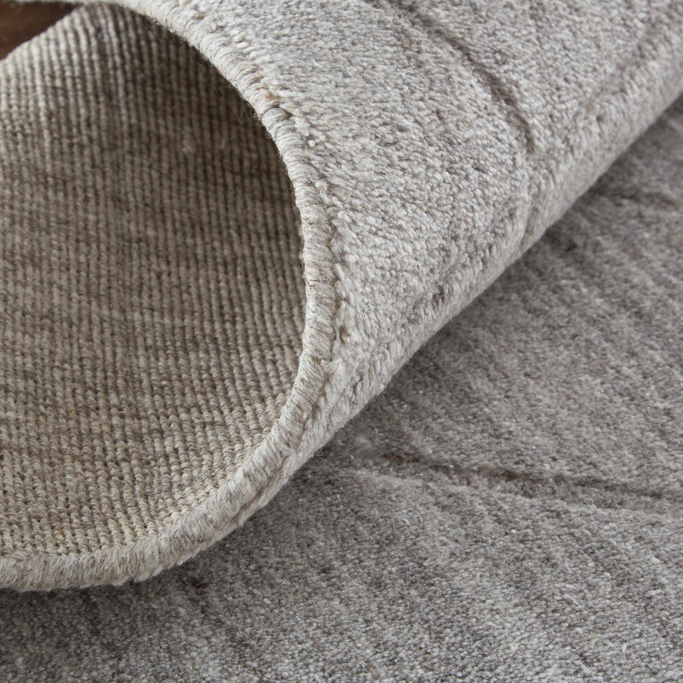 Weave & Wander Tatem Minimal Viscose Rug, Beige/Gray, 9' X 12'