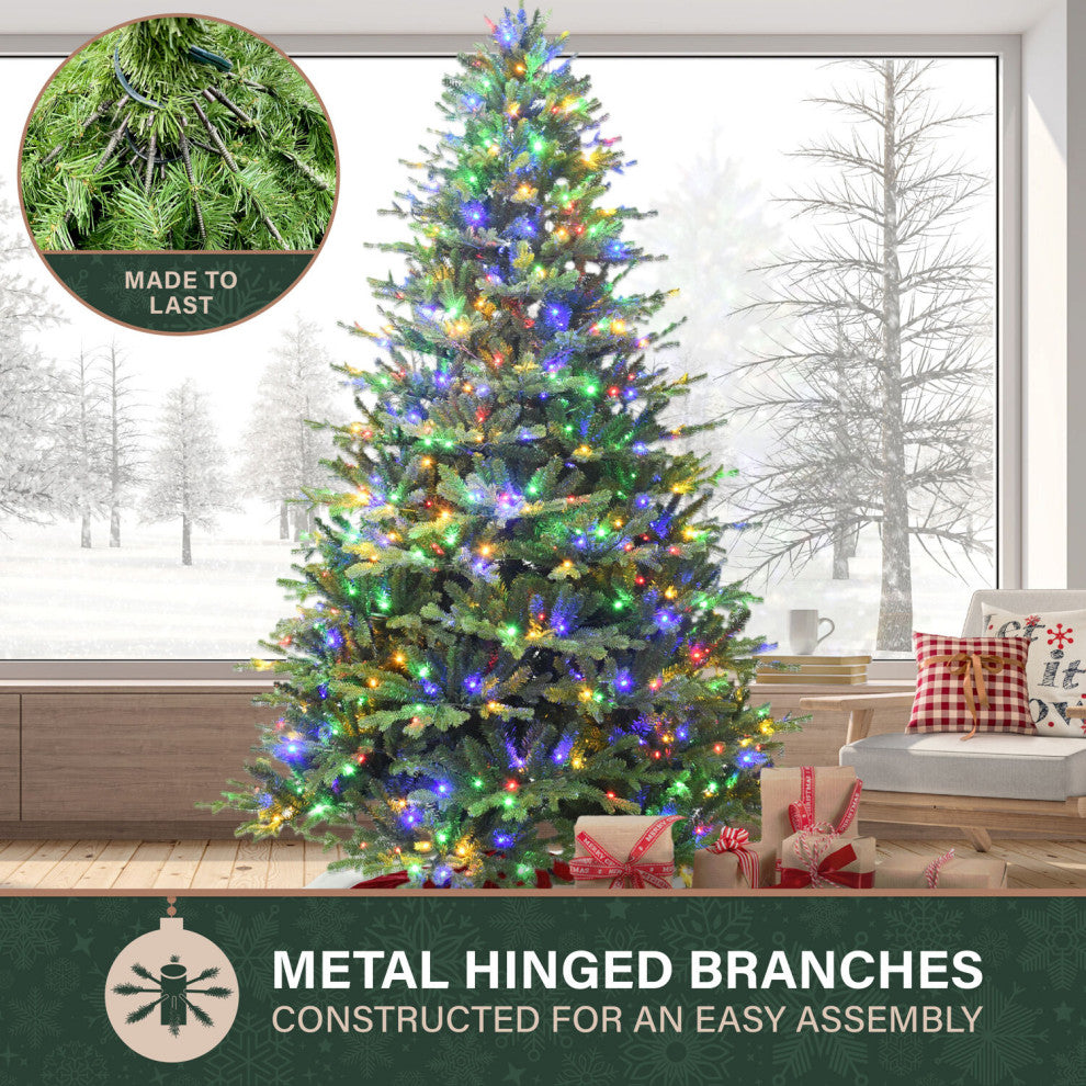 7.5-Ft. Oregon Pine Christmas Tree, Multi-Color LED String Lighting