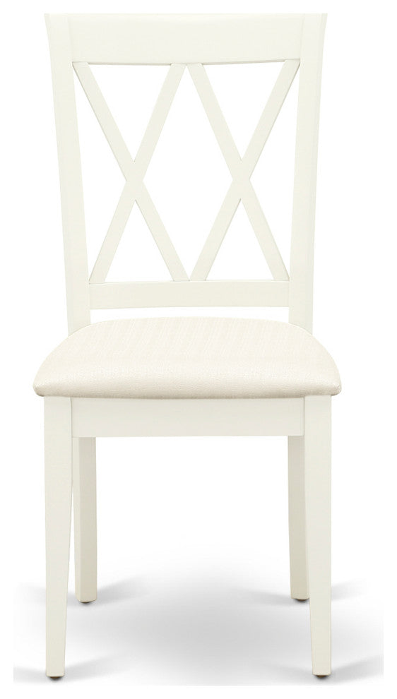 3Pc Dinette Set, Square Kitchen Table, Two Dining Chairs, Linen White Finish