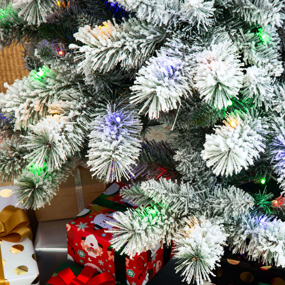 9' Pre-Lit Flocked Pencil Pine Artificial Christmas Tree with 450 LED Lights