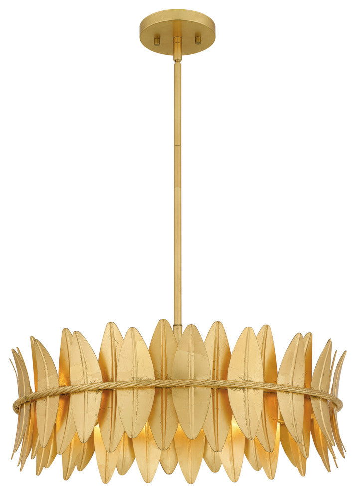 Quoizel LIZ2820 Liza 4 Light 21"W Drum Chandelier - Gold Leaf