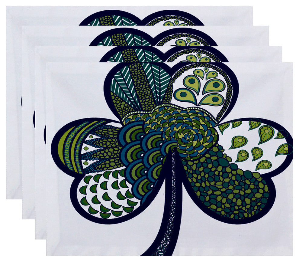 Sham-Tangle, Holiday Floral Print Placemat, Blue, Set of 4