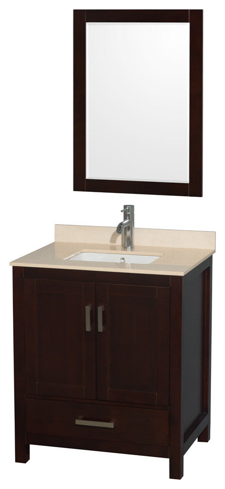 Wyndham WCS141430SESIVUNSM24 Vanity in Espresso with Square Sink and Ivory Marbl