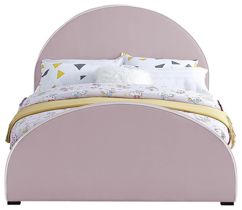 Brody Velvet Upholstered Bed, Pink, Full