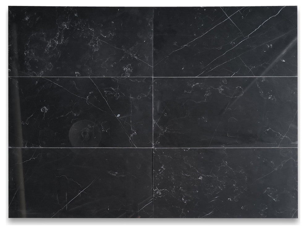 Nero Marquina Black Marble 9x18 Subway Tile Polished, 1 sq.ft.