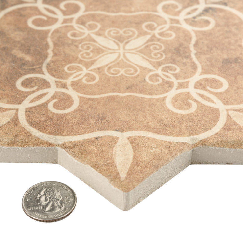 SomerTile Tech Land Star Fire Temple/Cross Fire 6" x 12-1/8" Floor and Wall Tile