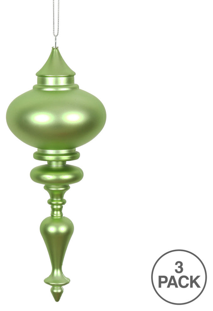 Vickerman N175054D 8" Celadon Matte Finial Ornament, Pack of 3
