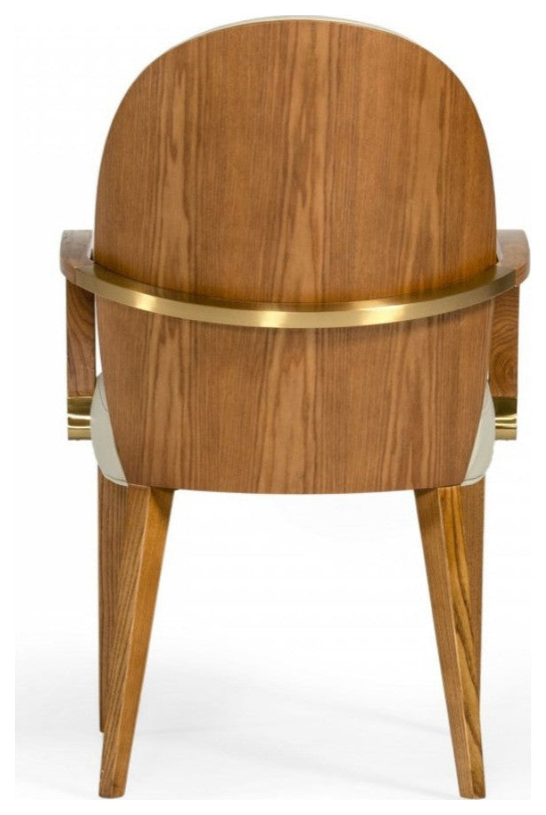 Modrest Rexford Modern Taupe and Walnut Dining Armchair