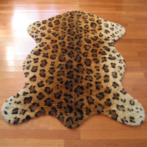 Faux Leopard Skin Pelt Rug, 56"x79"