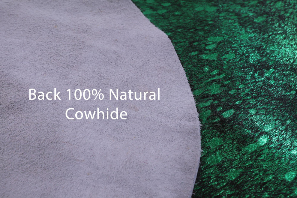Green Metallic Cowhide Rug 6' 2" X 5' 10" C2141