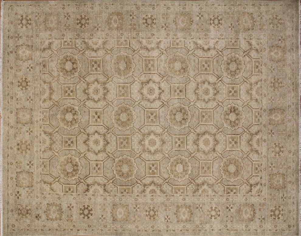 Peshawar Wesley Beige Hand-Knotted Rug, 9'1x11'9