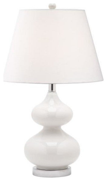 1-Light Incandescent Table Lamp, White GL With White Shade