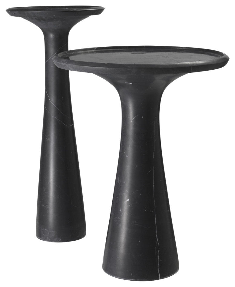 Solid Italian Black Marble High Side Table | Eichholtz Pompano