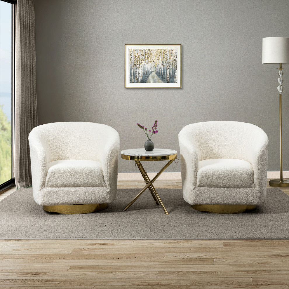 Swivel Barrel Chair, Set of 2, Ivory
