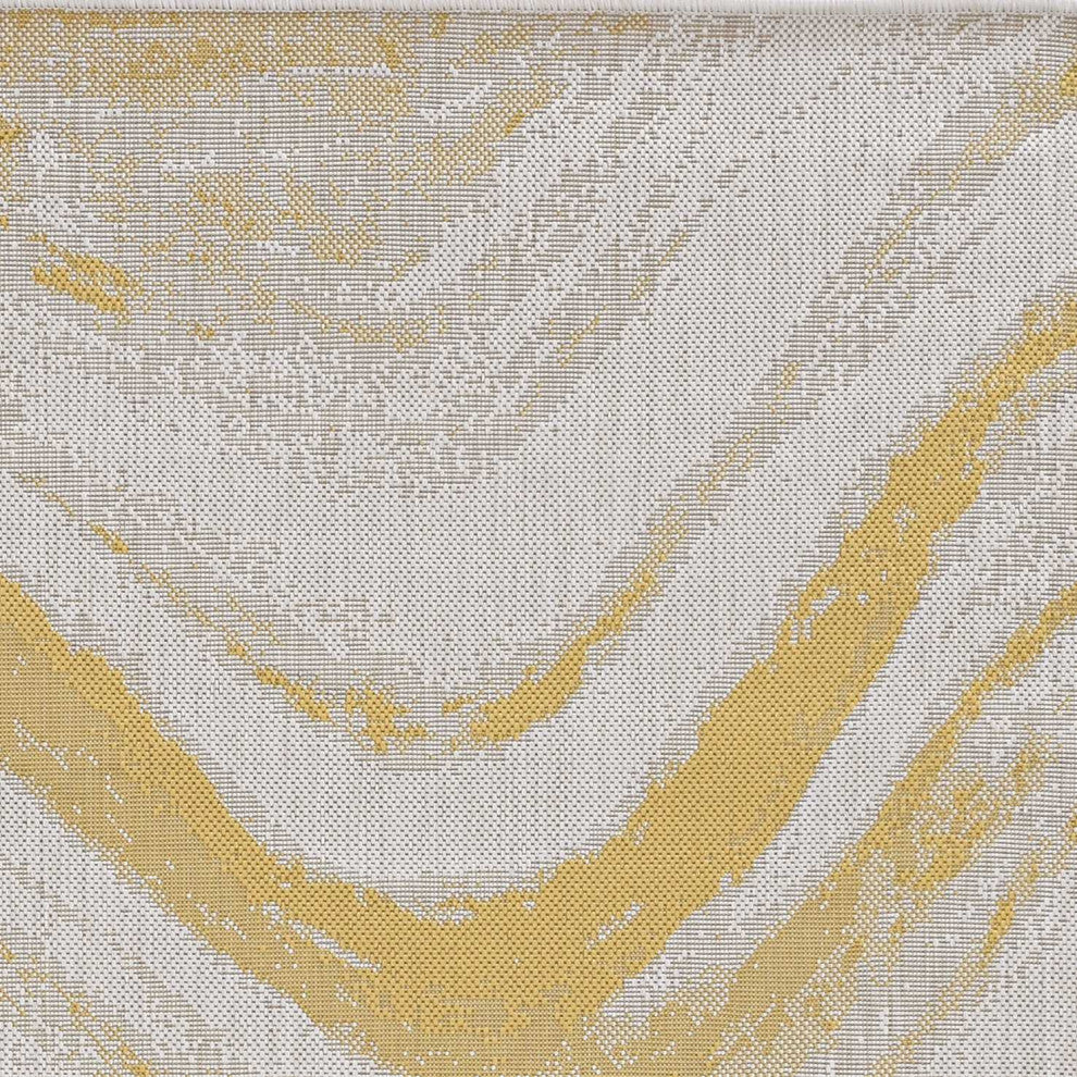 HomeRoots 8' x 11' Ivory or Gold Abstract Brushstrokes Indoor Area Rug