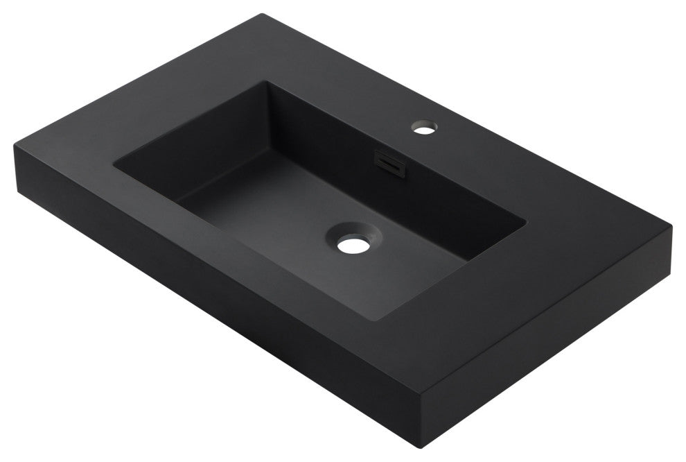 Dowell 18" FTB Resin Bathroom Vanity Basin, Black, 30wx18dx6h