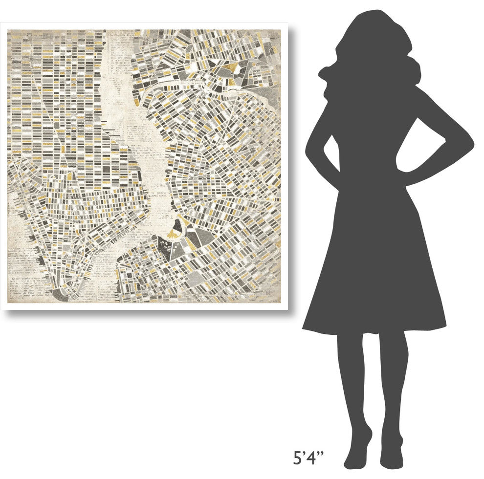 "Neutral New York Map" Digital Paper Print by Laura Marshall, 42"x42"