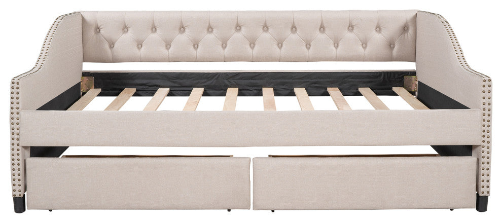 Gewnee Upholstered daybed in Beige ( Full Size)