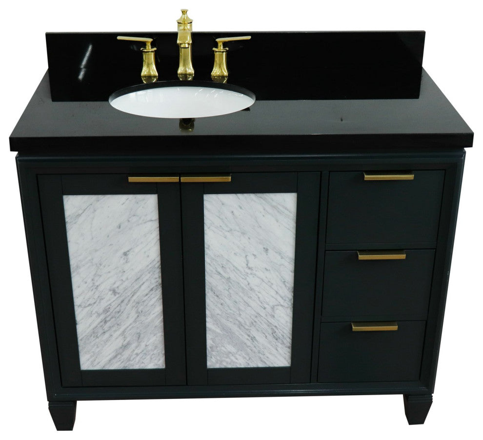 43" Single Vanity, Dark Gray Finish With Black Galaxy