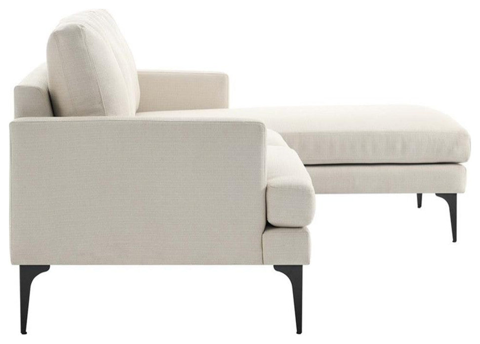 Modway Evermore Right-Facing Metal and Upholstered Fabric Sectional Sofa - Beige