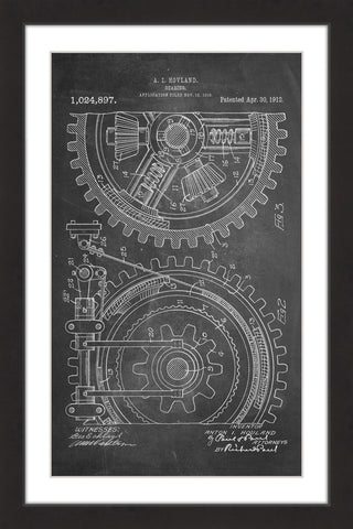 "Gears 1912 Chalk" Framed Painting Print
