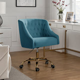Home Office Swivel Chair with Button-Tufted Back, Blue
