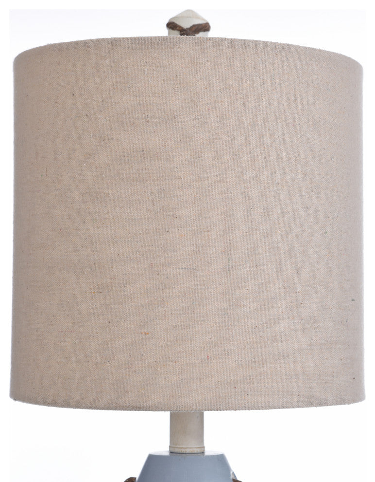Nautical Rope Table Lamp, Blue Stripe Finish, Oatmeal Hardback Fabric Shade