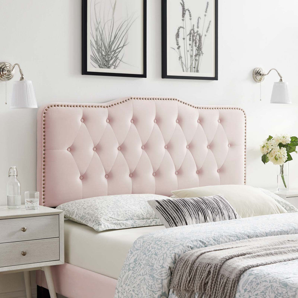 Sophia Tufted Performance Velvet Twin Headboard Pink