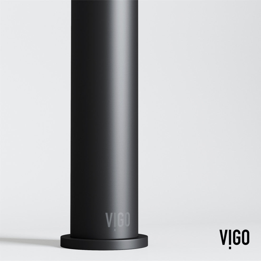 VIGO Apollo 12" H Single Handle Single Hole Bathroom Vessel Faucet, Matte Black