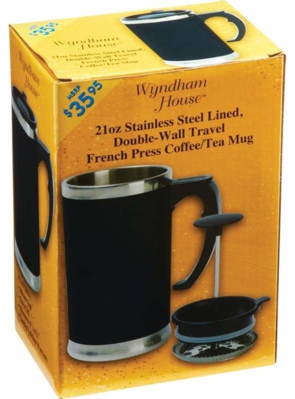 Stainless Steel Lined, Double-Wall Travel French Press Coffee Mug