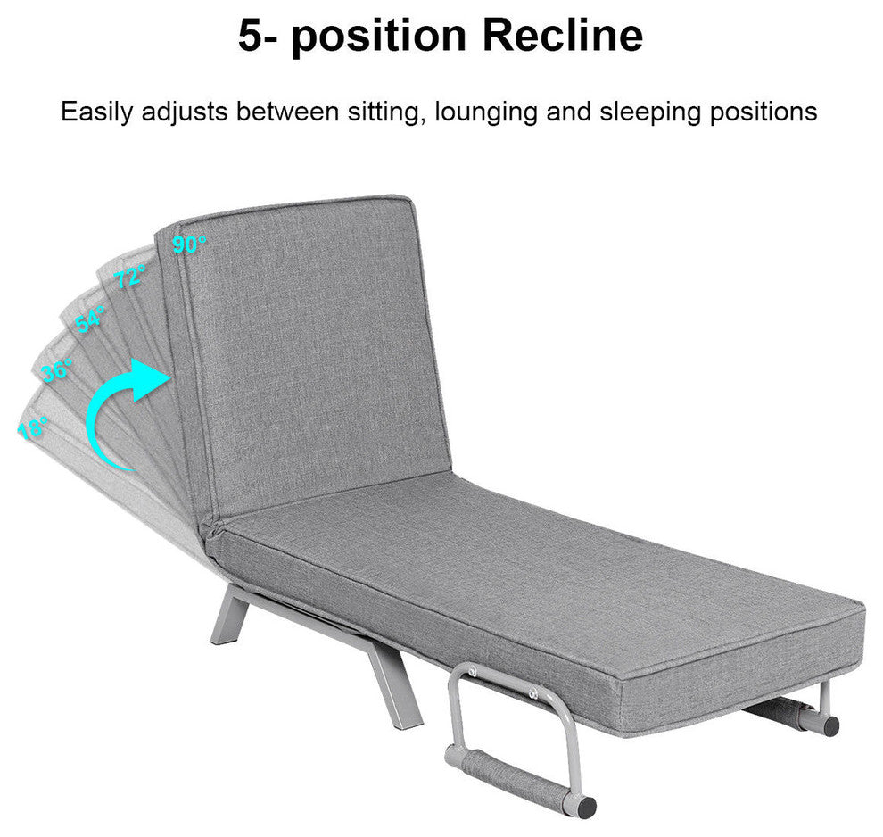 Costway Folding Sofa Bed Sleeper Convertible Armchair Couch 5 Position w/Pillow