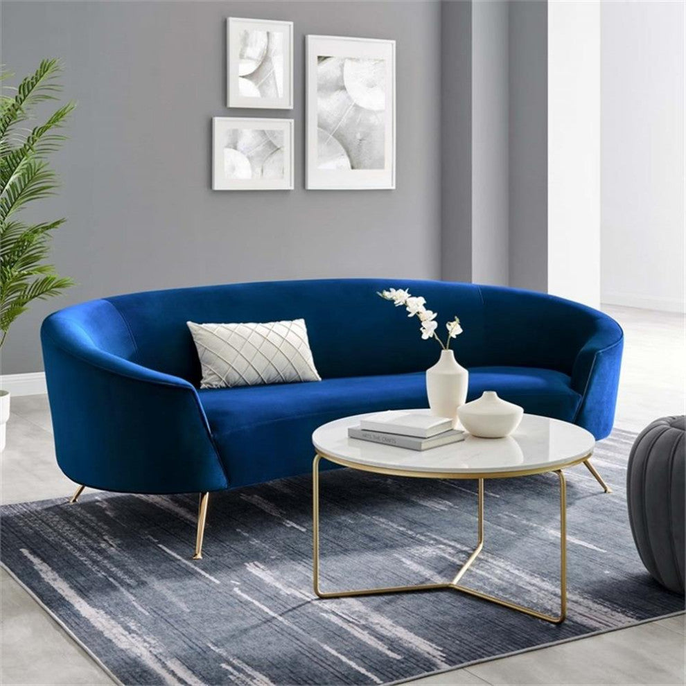 Marchesa Upholstered Performance Velvet Sofa, Navy