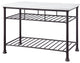 Benzara BM250299 Kitchen Island, Artificial Marble Top/2 Slatted Shelf, White
