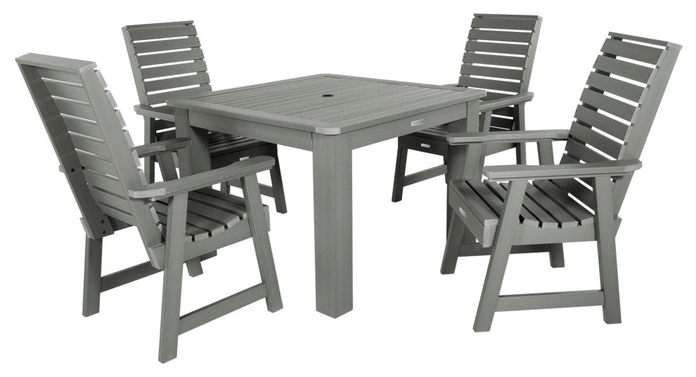 Weatherly 5-Piece Square Dining Set, Coastal Teak