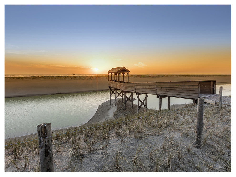 Watchtower at North Sea Dunes, Landscape Canvas Art Print, 40"x30"