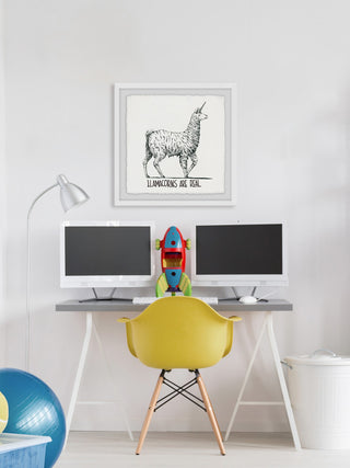 "Llamacorns Are Real" Framed Painting Print, 32"x32"