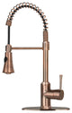 Copper Pre-Rinse Spring Kitchen Faucet with Pull Down Sprayer, Antique Copper