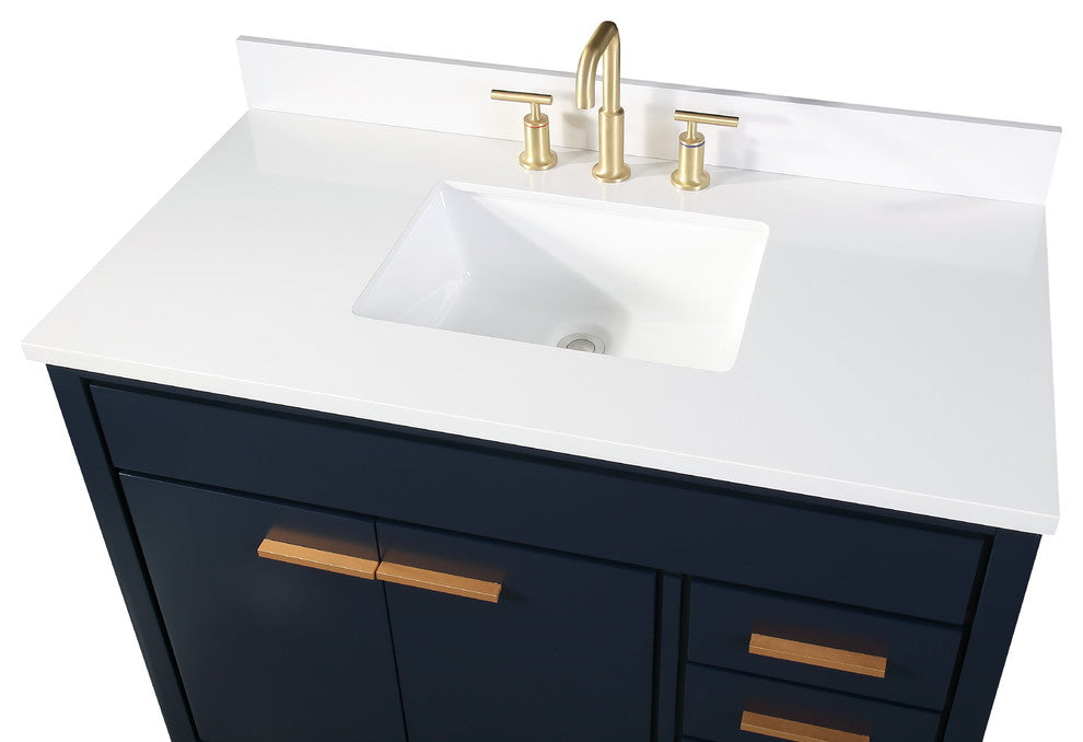 42" Beatrice Modern Brown Bathroom Vanity, Navy Blue