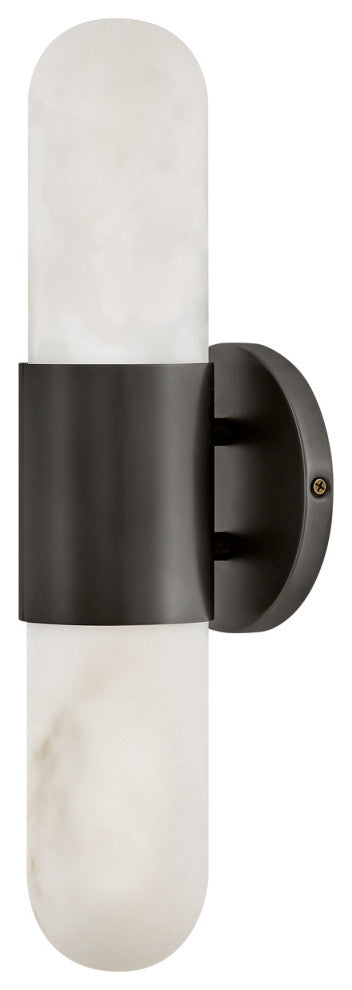 Hinkley Ibiza 16" Md LED Bath Vanity Light Fixture, Black Oxide + Faux Alabaster