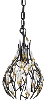 Bask 1-Lt Crystal Mini Pendant - Matte Black/French Gold