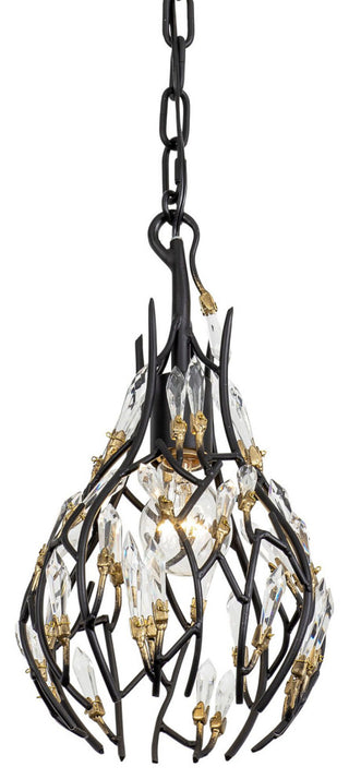 Bask 1-Lt Crystal Mini Pendant - Matte Black/French Gold