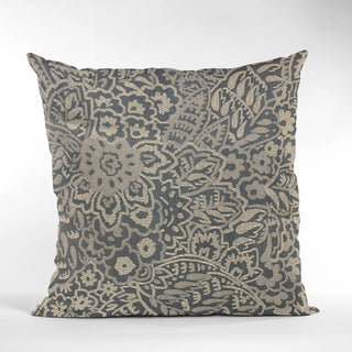 Plutus Blue Gardens Paisley Luxury Throw Pillow, 24"x24"