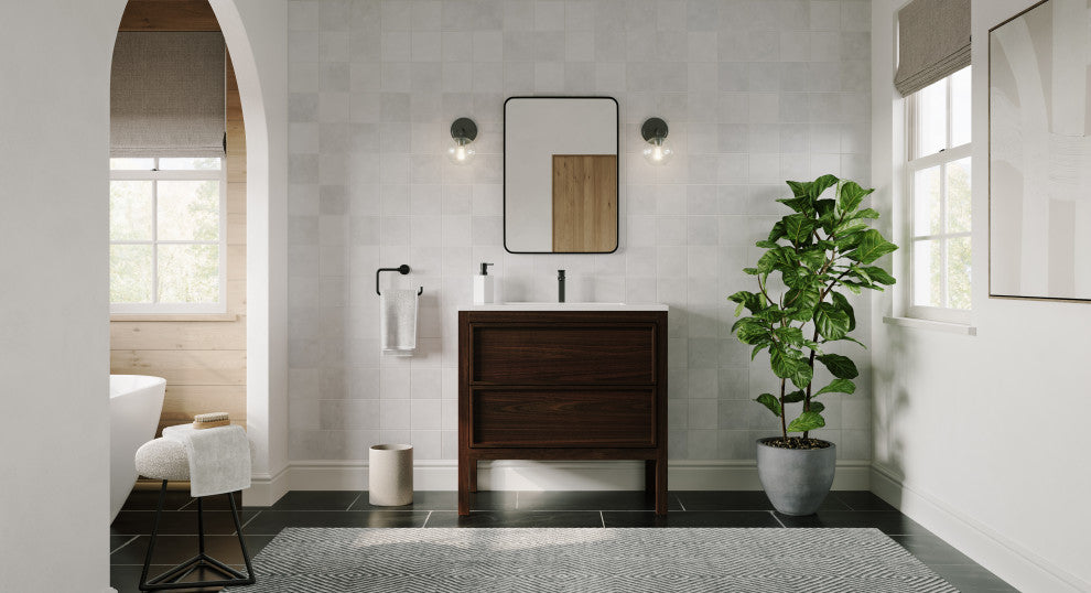 The Shiloh Bathroom Vanity, Dark Walnut, 36", Single Sink, Freestanding