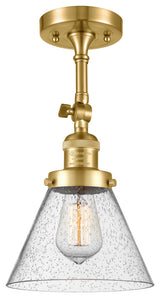 Large Cone 1 Light Semi-Flush Mount, Satin Gold, Seedy