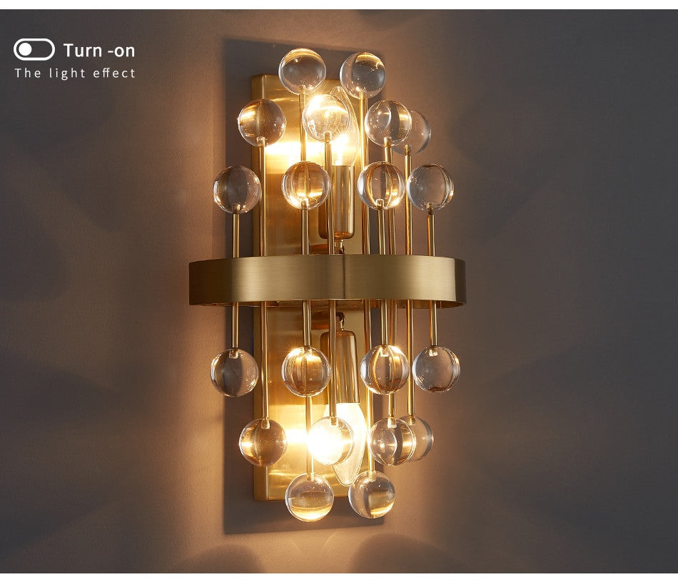 New brushed colorful wall lamp for bedroom, living room., Round Crystal