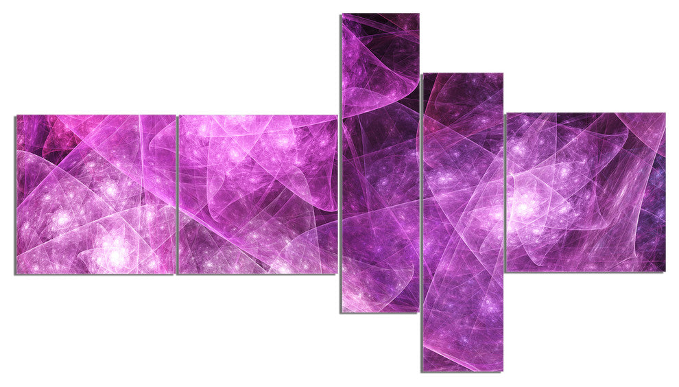 Pink Rotating Polyhedron, Abstract Canvas Art Print, 60"x32", 5 panels