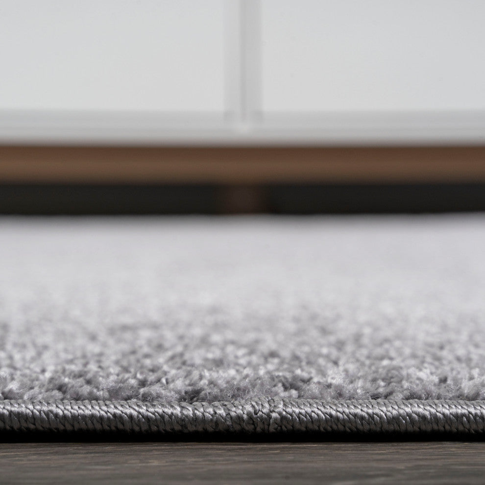 Haze Solid Low-Pile Runner Rug, Gray, 5' Square