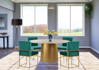 Sorrento Dining Table with Marble Top and Brushed Gold Metal Base