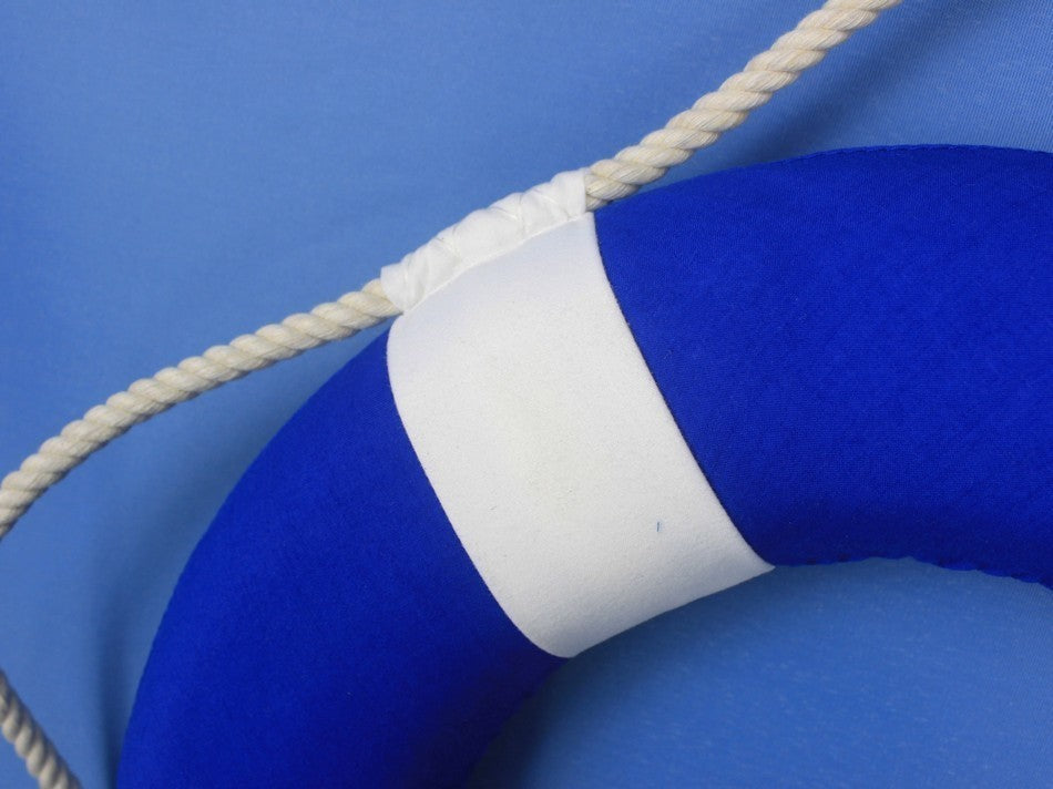 Blue Lifering with White Bands 15'', Life Saving Ring, Beach Home Accent, Na